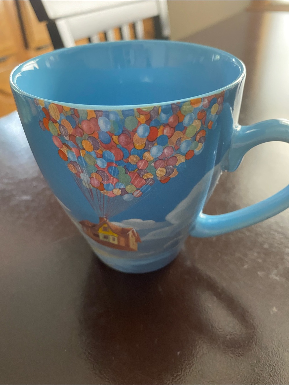 Blue Ceramic Mug with Colorful Balloon Artwork Disney Up